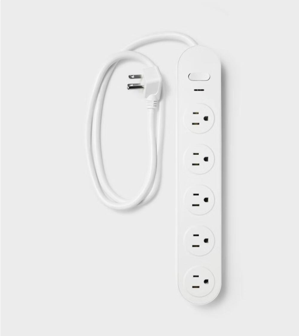 HEYDAY | 5 OUTLET SURGE PROTECTOR | w/3' CORD | WHITE